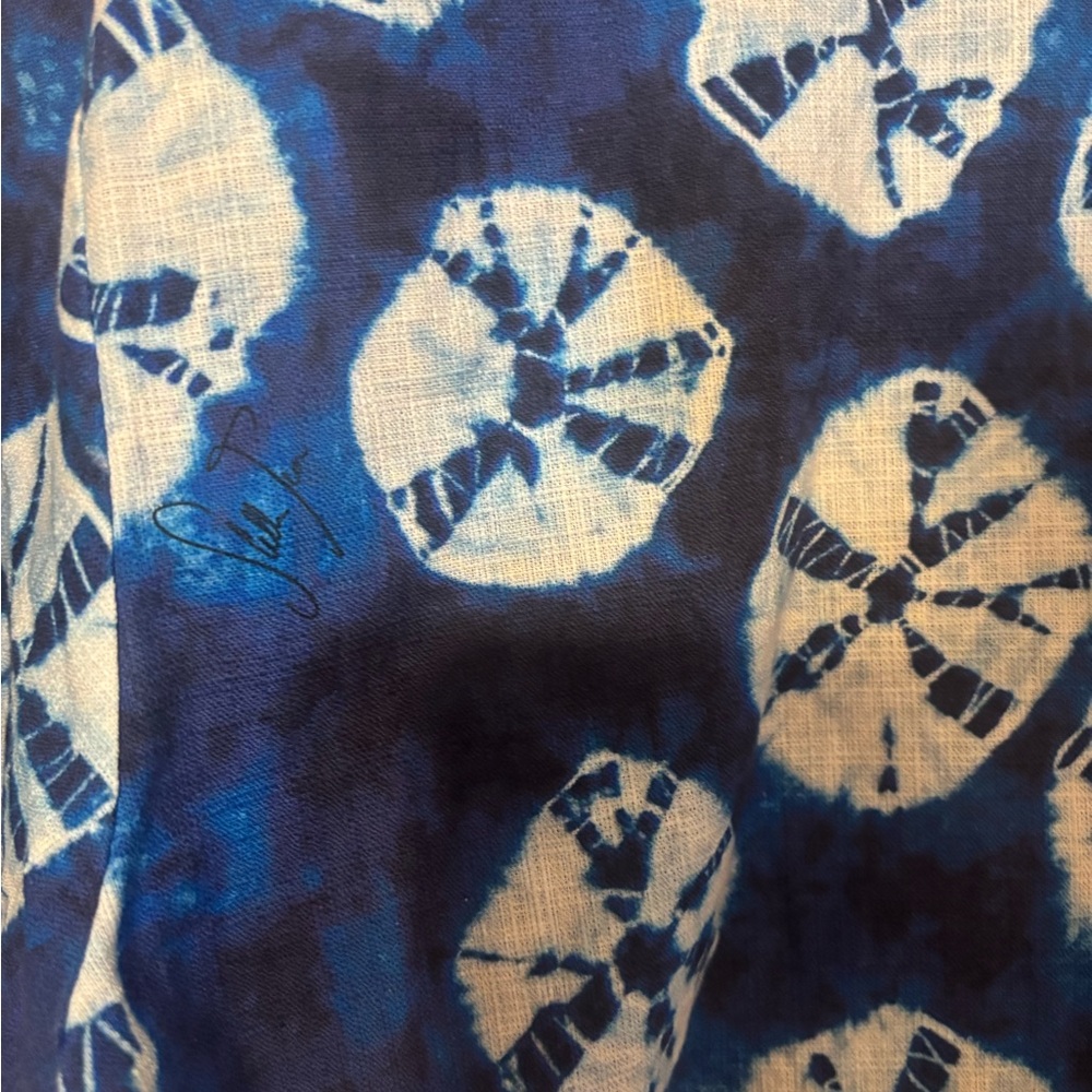 NWT Stella Jean Strata Blue Shibori Print Cotton Camp Shirt IT 42 US M - Picture 7 of 10